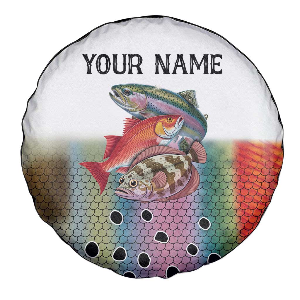 Multicolor Fish Pattern Design Spare Tire Cover Fishing Scaled Texture and Custom Name Print - Wonder Print Shop