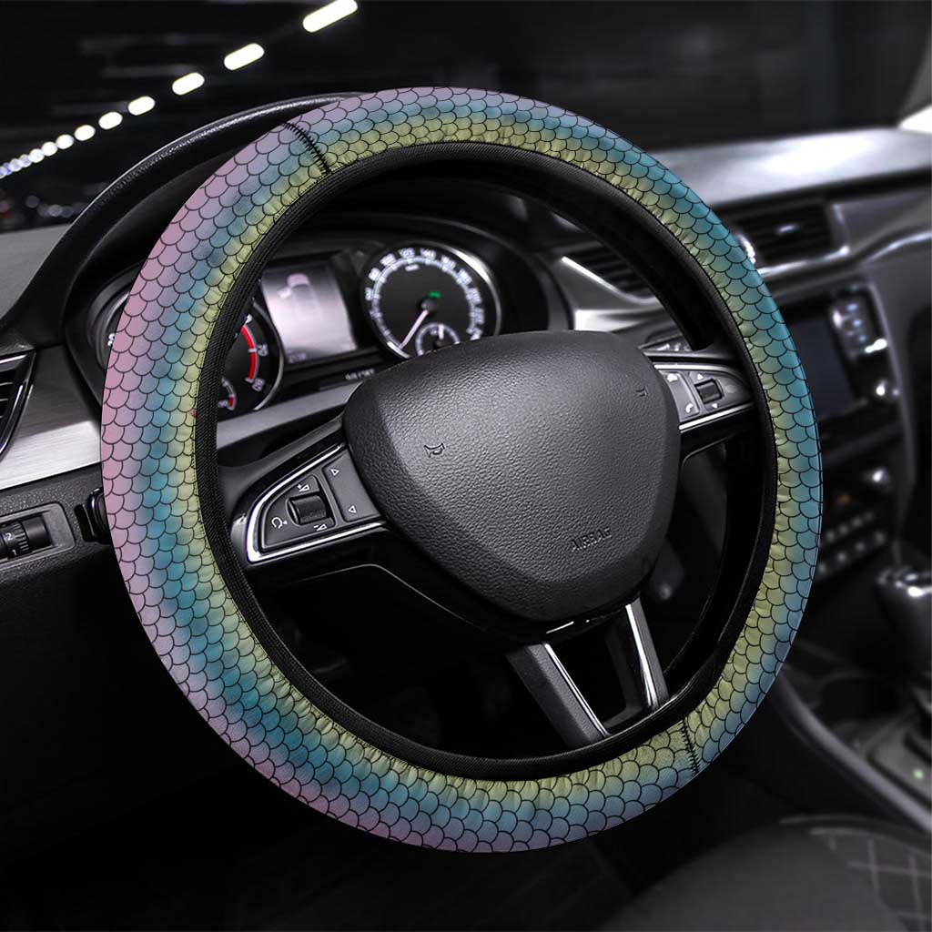 Multicolor Fish Pattern Design Steering Wheel Cover Fishing Scaled Texture and Name Print - Wonder Print Shop