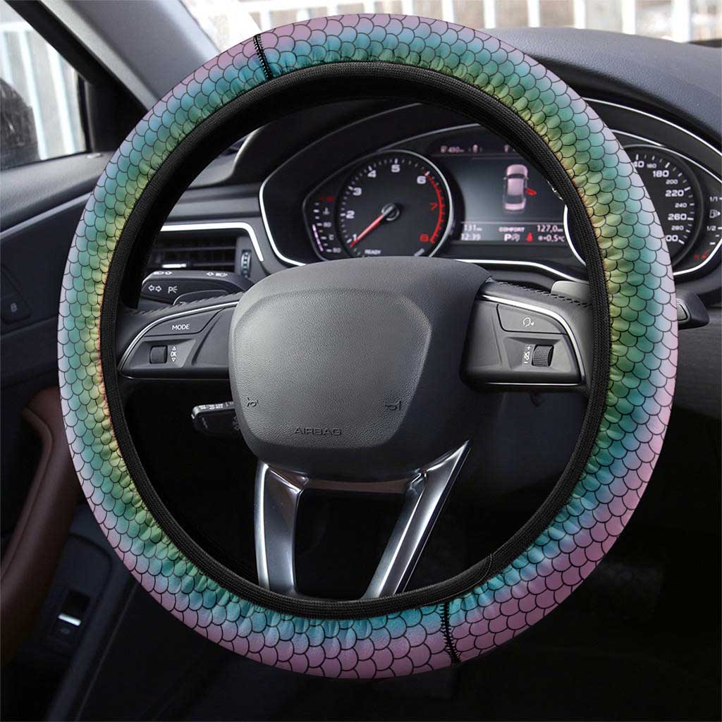Multicolor Fish Pattern Design Steering Wheel Cover Fishing Scaled Texture and Name Print - Wonder Print Shop