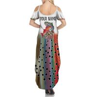 Multicolor Fish Pattern Design Summer Maxi Dress Fishing Scaled Texture and Custom Name Print - Wonder Print Shop