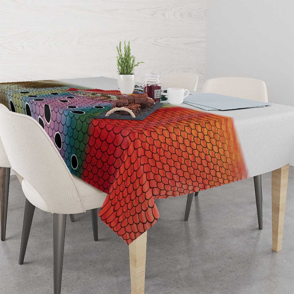 Multicolor Fish Pattern Design Tablecloth Fishing Scaled Texture and Custom Name Print - Wonder Print Shop