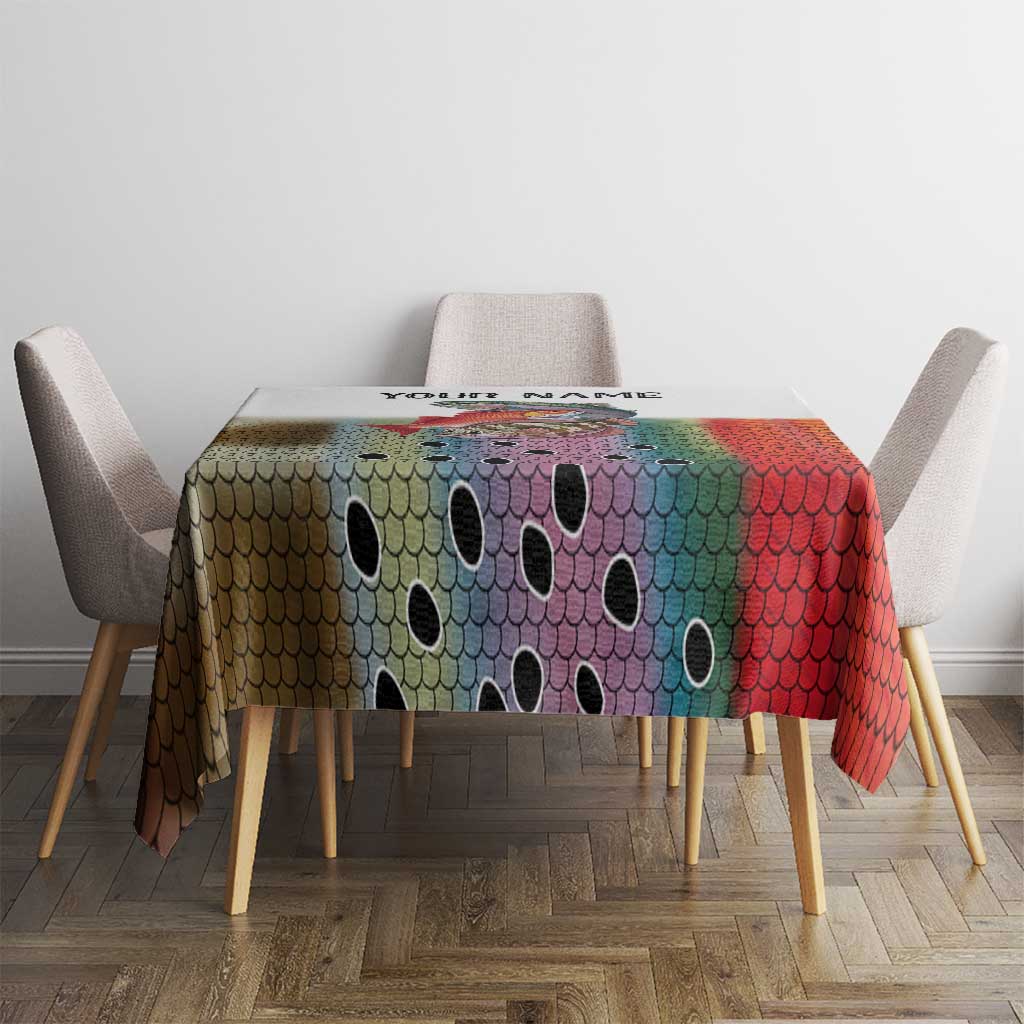 Multicolor Fish Pattern Design Tablecloth Fishing Scaled Texture and Custom Name Print - Wonder Print Shop