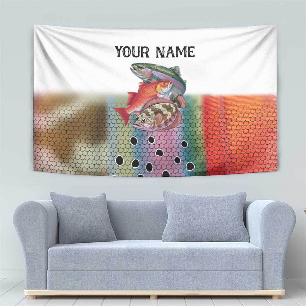 Multicolor Fish Pattern Design Tapestry Fishing Scaled Texture and Custom Name Print - Wonder Print Shop