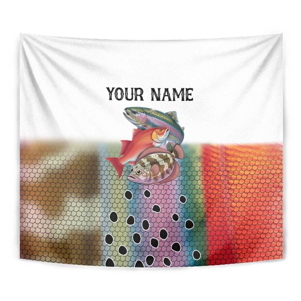 Multicolor Fish Pattern Design Tapestry Fishing Scaled Texture and Custom Name Print - Wonder Print Shop