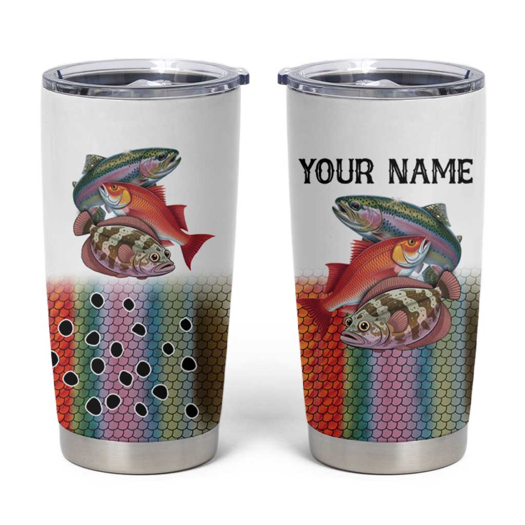 Multicolor Fish Pattern Design Tumbler Cup Fishing Scaled Texture and Custom Name Print - Wonder Print Shop