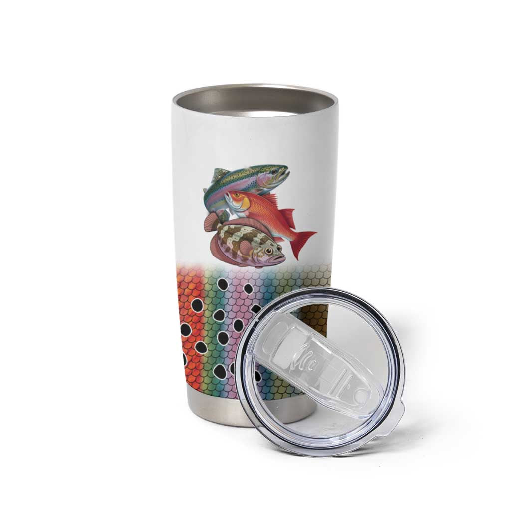 Multicolor Fish Pattern Design Tumbler Cup Fishing Scaled Texture and Custom Name Print - Wonder Print Shop