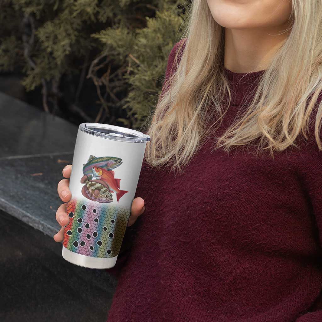 Multicolor Fish Pattern Design Tumbler Cup Fishing Scaled Texture and Custom Name Print - Wonder Print Shop