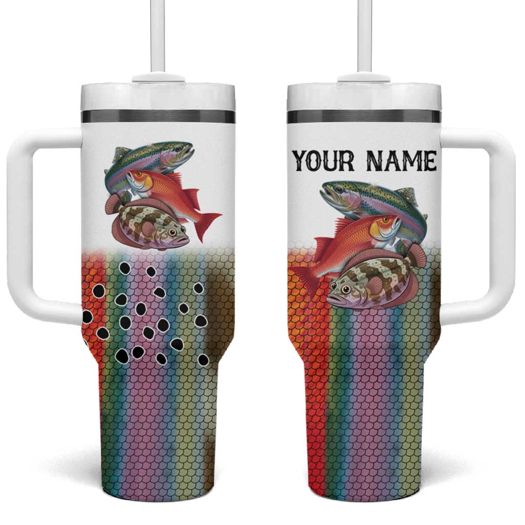 Multicolor Fish Pattern Design Tumbler With Handle Fishing Scaled Texture and Custom Name Print - Wonder Print Shop