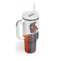 Multicolor Fish Pattern Design Tumbler With Handle Fishing Scaled Texture and Custom Name Print - Wonder Print Shop