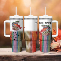 Multicolor Fish Pattern Design Tumbler With Handle Fishing Scaled Texture and Custom Name Print - Wonder Print Shop