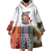 Multicolor Fish Pattern Design Wearable Blanket Hoodie Fishing Scaled Texture and Custom Name Print - Wonder Print Shop