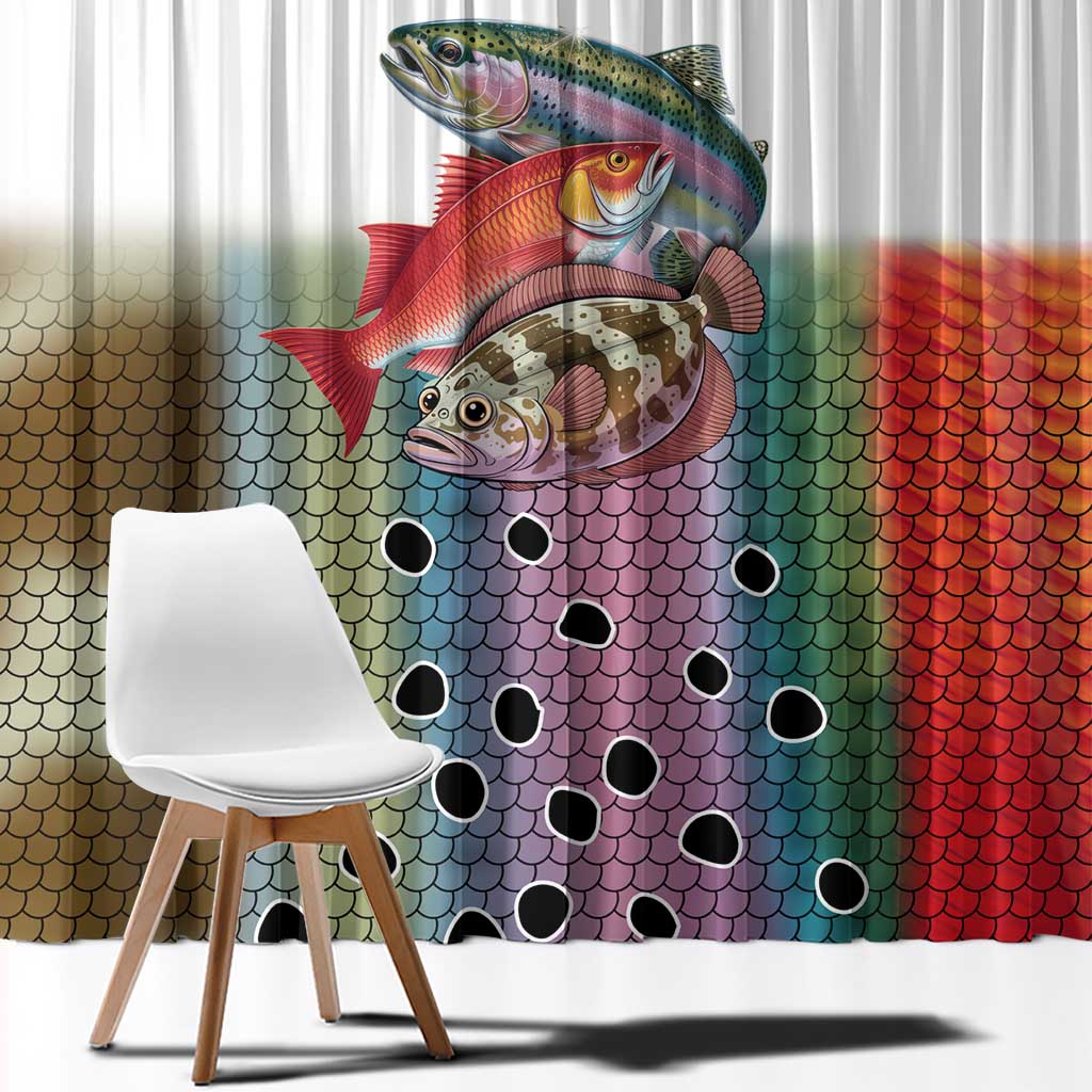 Multicolor Fish Pattern Design Window Curtain Fishing Scaled Texture and Custom Name Print - Wonder Print Shop