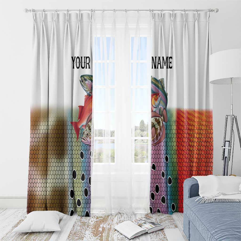 Multicolor Fish Pattern Design Window Curtain Fishing Scaled Texture and Custom Name Print - Wonder Print Shop