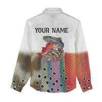 Multicolor Fish Pattern Design Women Casual Shirt Fishing Scaled Texture and Custom Name Print - Wonder Print Shop