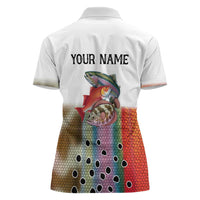 Multicolor Fish Pattern Design Women Polo Shirt Fishing Scaled Texture and Custom Name Print - Wonder Print Shop