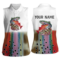 Multicolor Fish Pattern Design Women Sleeveless Polo Shirt Fishing Scaled Texture and Custom Name Print - Wonder Print Shop