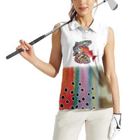 Multicolor Fish Pattern Design Women Sleeveless Polo Shirt Fishing Scaled Texture and Custom Name Print - Wonder Print Shop