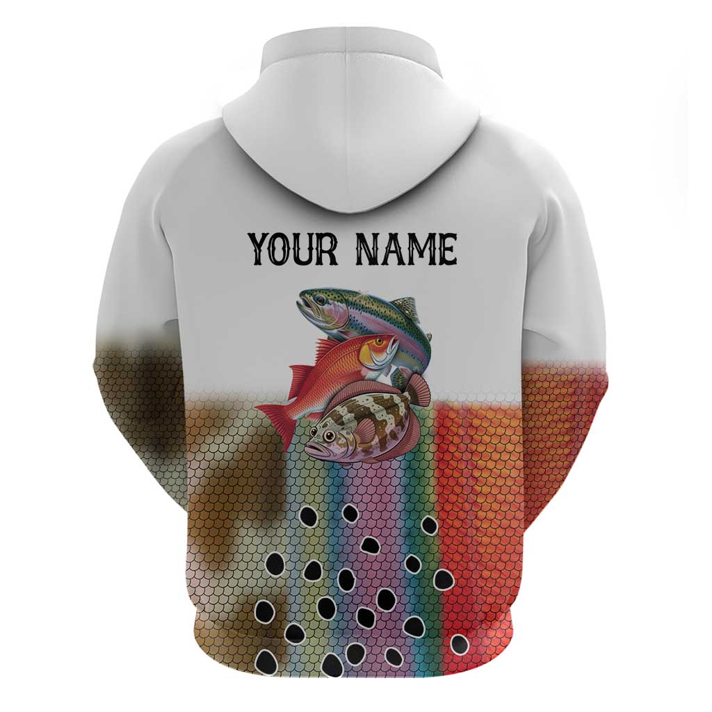 Multicolor Fish Pattern Design Zip Hoodie Fishing Scaled Texture and Custom Name Print - Wonder Print Shop