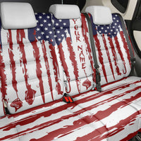 American Flag Fishing Back Car Seat Cover Lure and Hook Elements and Custom Name Print - Wonder Print Shop