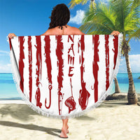 American Flag Fishing Beach Blanket Lure and Hook Elements and Custom Name Print - Wonder Print Shop