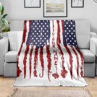 American Flag Fishing Blanket Lure and Hook Elements and Custom Name Print - Wonder Print Shop