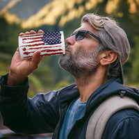 American Flag Fishing 4 in 1 Can Cooler Tumbler Lure and Hook Elements and Custom Name Print - Wonder Print Shop
