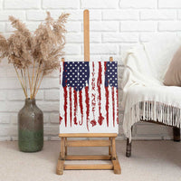 American Flag Fishing Canvas Wall Art Lure and Hook Elements and Custom Name Print - Wonder Print Shop