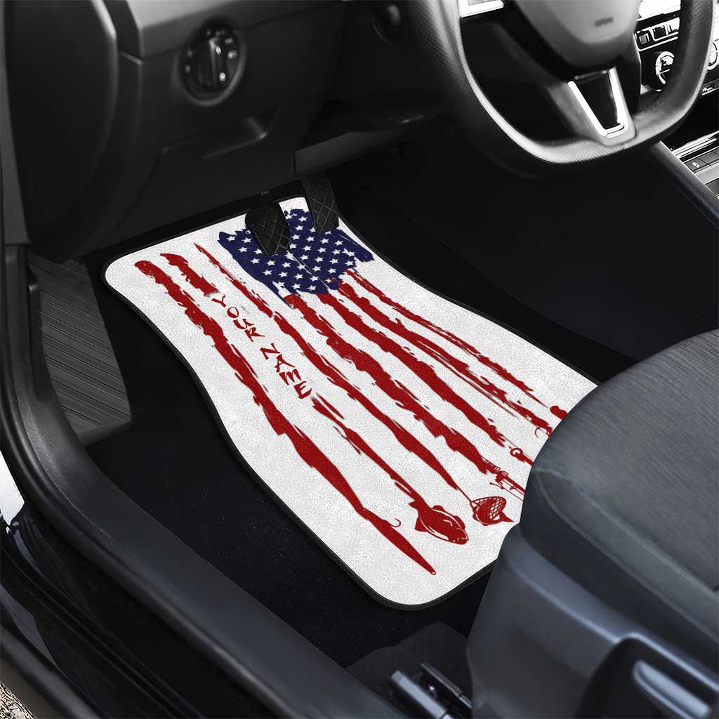 American Flag Fishing Car Mats Lure and Hook Elements and Custom Name Print - Wonder Print Shop