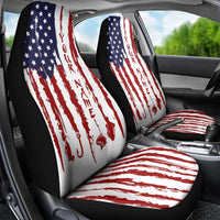 American Flag Fishing Car Seat Cover Lure and Hook Elements and Custom Name Print - Wonder Print Shop