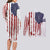 American Flag Fishing Couples Matching Long Sleeve Bodycon Dress and Long Sleeve Button Shirt Lure and Hook Elements and Custom Name Print - Wonder Print Shop