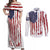 American Flag Fishing Couples Matching Off Shoulder Maxi Dress and Long Sleeve Button Shirt Lure and Hook Elements and Custom Name Print - Wonder Print Shop