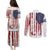 American Flag Fishing Couples Matching Puletasi and Long Sleeve Button Shirt Lure and Hook Elements and Custom Name Print - Wonder Print Shop