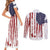 American Flag Fishing Couples Matching Short Sleeve Bodycon Dress and Long Sleeve Button Shirt Lure and Hook Elements and Custom Name Print - Wonder Print Shop