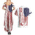 American Flag Fishing Couples Matching Summer Maxi Dress and Hawaiian Shirt Lure and Hook Elements and Custom Name Print - Wonder Print Shop