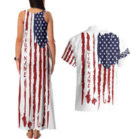 American Flag Fishing Couples Matching Tank Maxi Dress and Hawaiian Shirt Lure and Hook Elements and Custom Name Print - Wonder Print Shop
