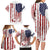 American Flag Fishing Family Matching Long Sleeve Bodycon Dress and Hawaiian Shirt Lure and Hook Elements and Custom Name Print - Wonder Print Shop