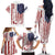 American Flag Fishing Family Matching Off The Shoulder Long Sleeve Dress and Hawaiian Shirt Lure and Hook Elements and Custom Name Print - Wonder Print Shop