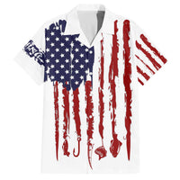 American Flag Fishing Family Matching Off The Shoulder Long Sleeve Dress and Hawaiian Shirt Lure and Hook Elements and Custom Name Print - Wonder Print Shop