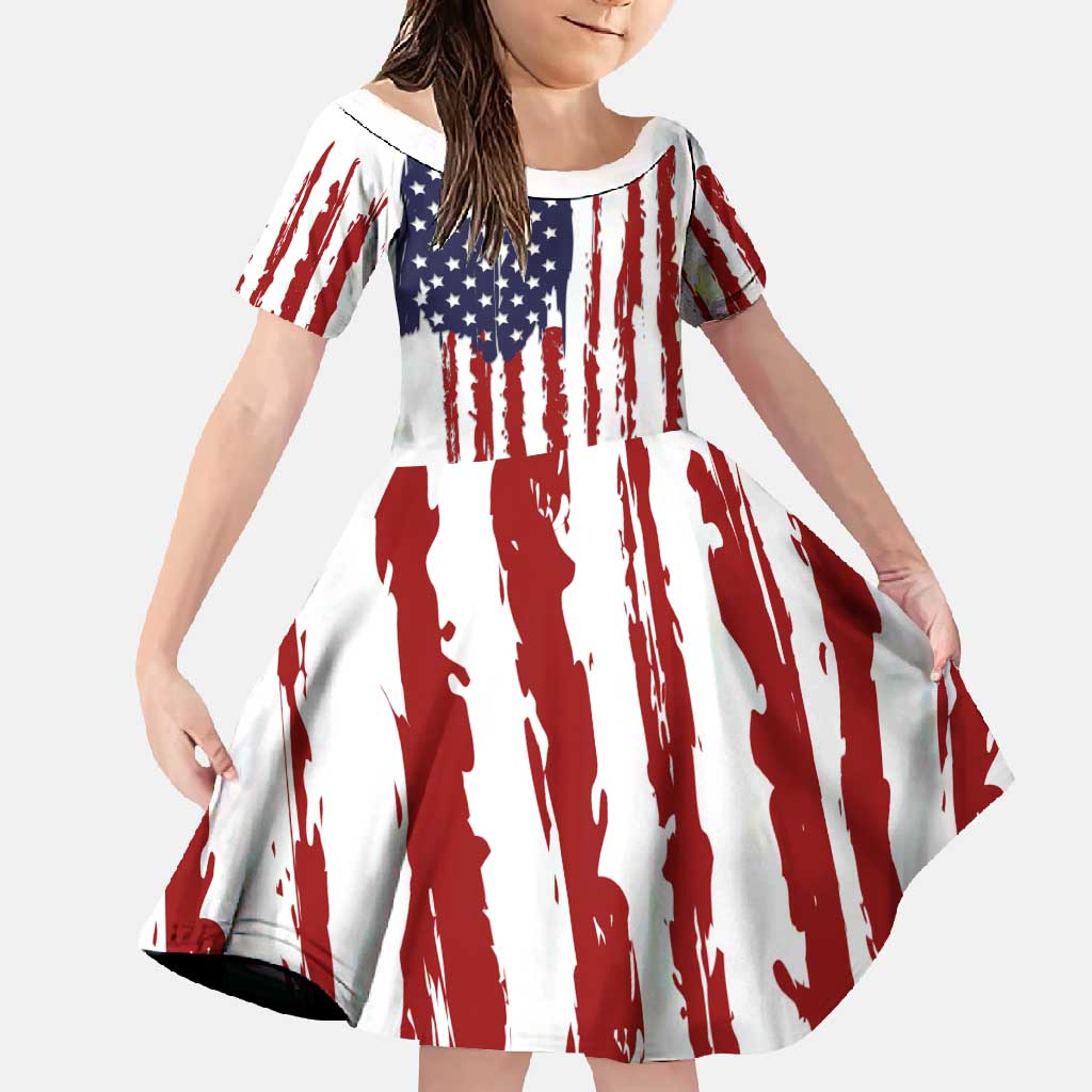American Flag Fishing Family Matching Off Shoulder Maxi Dress and Hawaiian Shirt Lure and Hook Elements and Custom Name Print - Wonder Print Shop