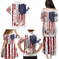 American Flag Fishing Family Matching Puletasi and Hawaiian Shirt Lure and Hook Elements and Custom Name Print - Wonder Print Shop