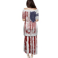 American Flag Fishing Family Matching Puletasi and Hawaiian Shirt Lure and Hook Elements and Custom Name Print - Wonder Print Shop