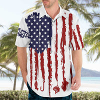 American Flag Fishing Hawaiian Shirt Lure and Hook Elements and Custom Name Print - Wonder Print Shop