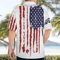 American Flag Fishing Hawaiian Shirt Lure and Hook Elements and Custom Name Print - Wonder Print Shop