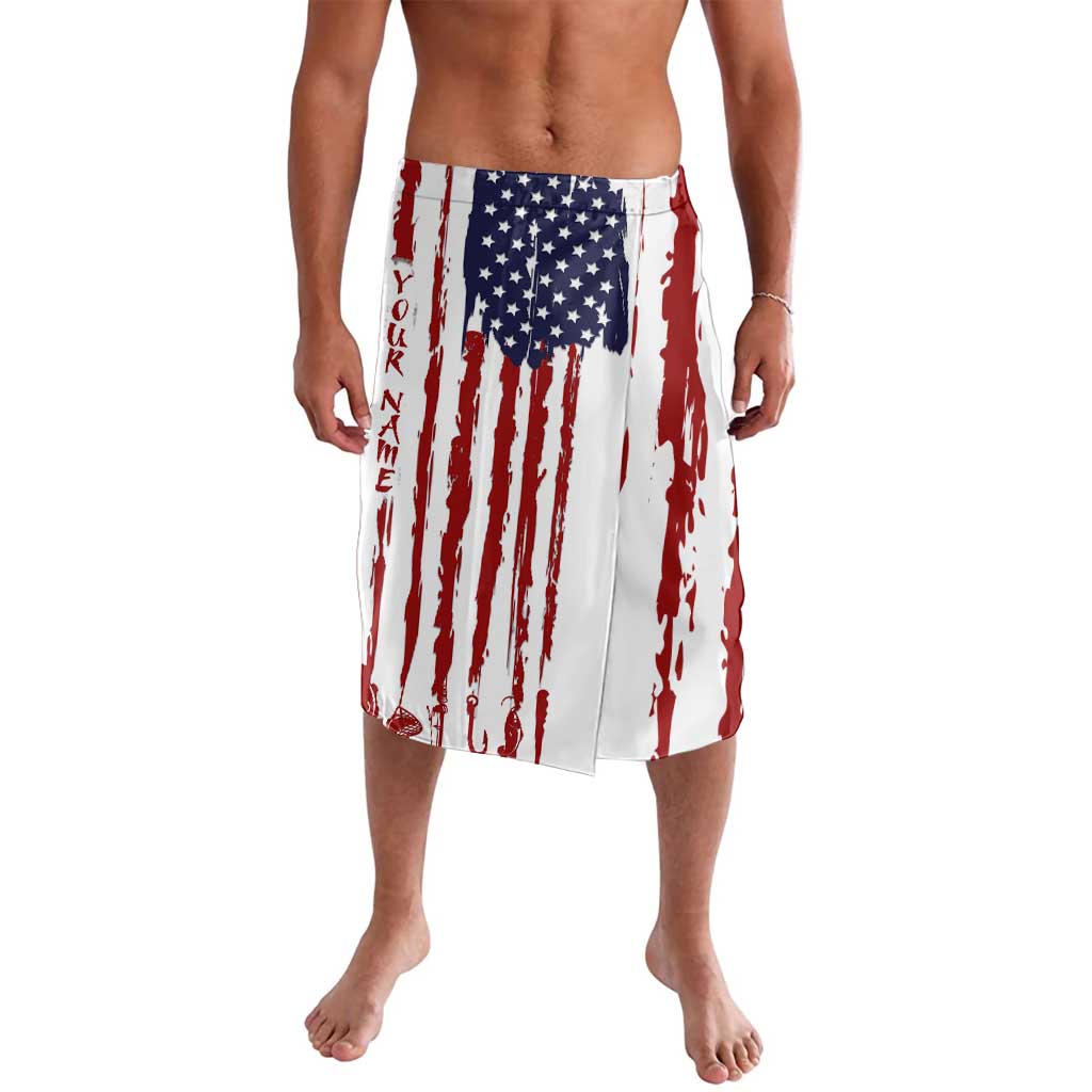 American Flag Fishing Lavalava Lure and Hook Elements and Custom Name Print - Wonder Print Shop