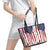 American Flag Fishing Leather Tote Bag Lure and Hook Elements and Custom Name Print - Wonder Print Shop
