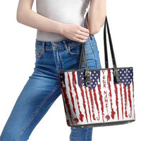 American Flag Fishing Leather Tote Bag Lure and Hook Elements and Custom Name Print - Wonder Print Shop