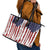 American Flag Fishing Leather Tote Bag Lure and Hook Elements and Custom Name Print - Wonder Print Shop
