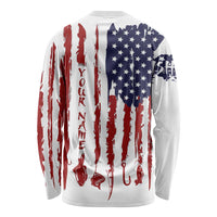 American Flag Fishing Long Sleeve Shirt Lure and Hook Elements and Custom Name Print - Wonder Print Shop