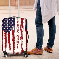 American Flag Fishing Luggage Cover Lure and Hook Elements and Custom Name Print - Wonder Print Shop