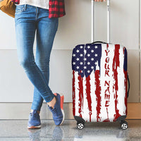 American Flag Fishing Luggage Cover Lure and Hook Elements and Custom Name Print - Wonder Print Shop
